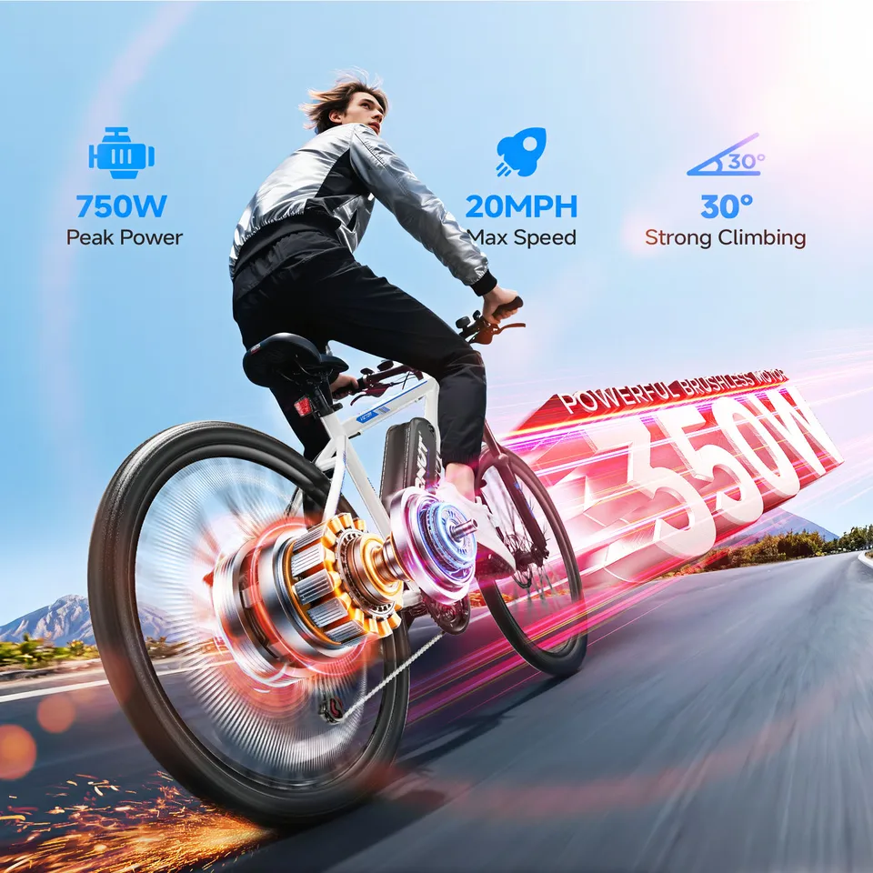 QNUT Victor 3.0 Adult Electric Mountain Bike 750W Peak Motor 36V 10.4Ah Removable Battery 26 Inch All‑Terrain EBike 21‑Speed Front Suspension Dual Disc Brake 20MPH Electric Bicycle US Warehouse Fast Shipping image 4