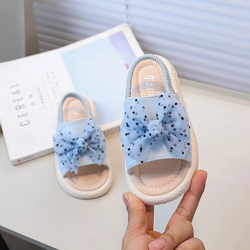 สาวฤดูร้อนรองเท้าแตะเปิดนิ้วเท้าเด็ก Causal Beach รองเท้าแตะ Bowknot Polka Dot Design เด็กแฟชั่นเจ้าหญิงแบนรองเท้าแตะนุ่ม