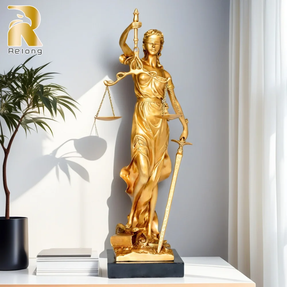 

49cm Bronze Sculpture Blind Lady Justice Themis Justitia Statue Greek Mythology Goddess Art Decor Lawyer Ornament Gift