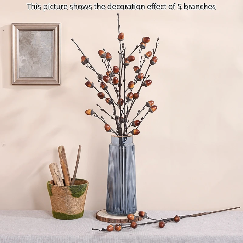 2PCS/5PCS, artificial oak plant branches, DIY handmade flower arrangement desktop display rack placement decoration