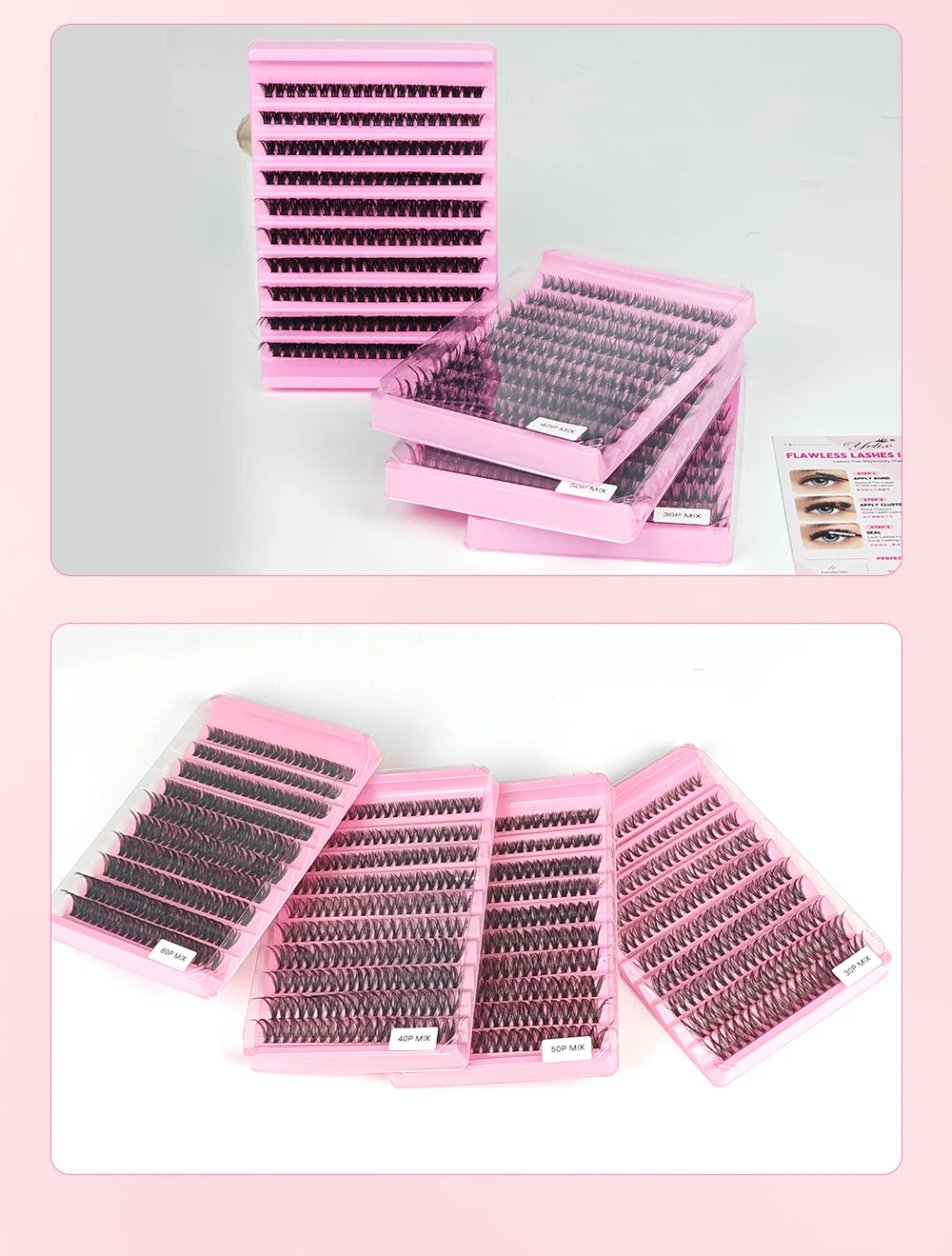Yelix DIY Cluster-Wimpern 30D 40D 50D 80D Natürlich Flauschig Wiederverwendbar Großhandel für Schönheitssalons, Händler, Profis, Make-up – Detail 8