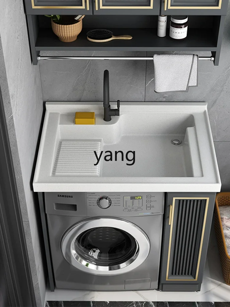 yjq， Alumimum Washing Machine Cabinet Balcony Laundry Tub Bathroom Cabinet Combination