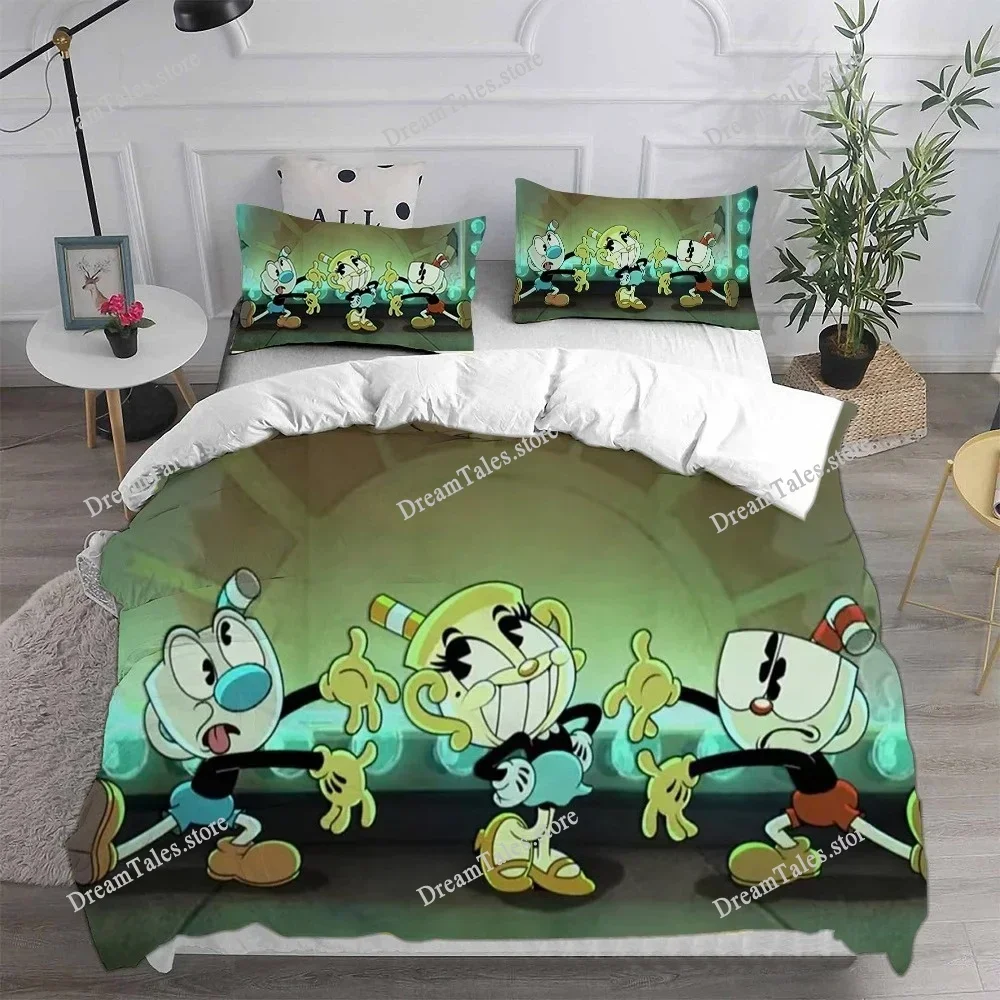 

Cute Cartoon Game Cuphead Duvet Cover Pillowcase Bedding Set Adult Boy Girl Bedroom Decoration Children Gift Single Double Large