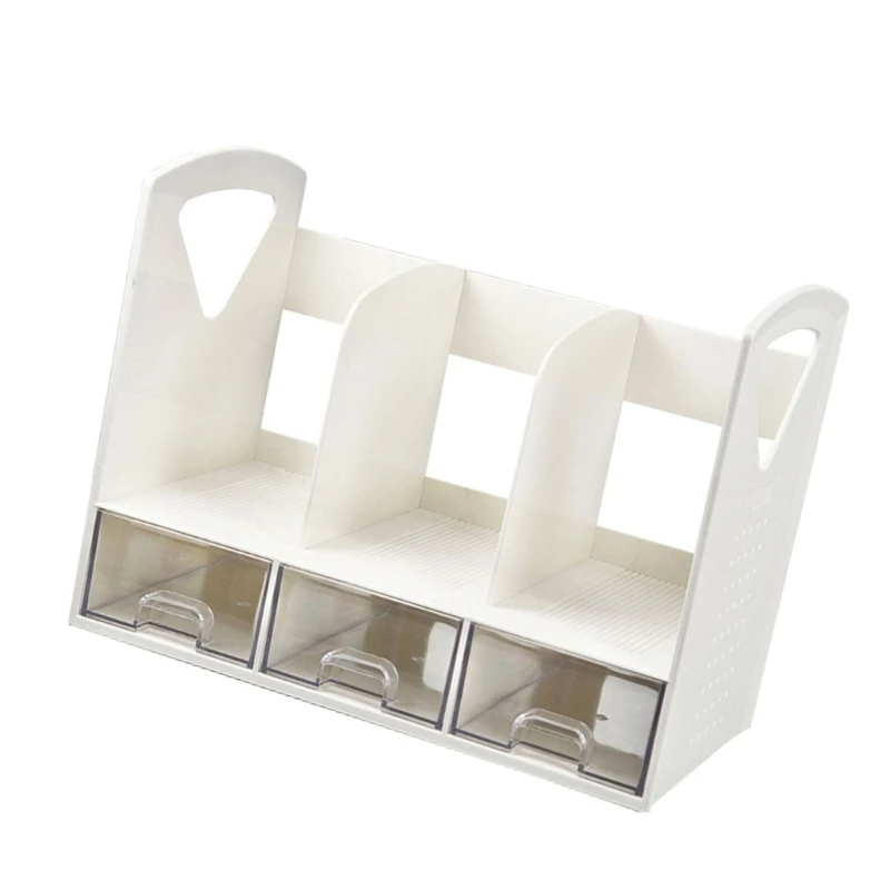 Boodend escritorio con 3 cajones deslizantes, organizadores escritorio multifuncionales, soporte para libros, revistas,