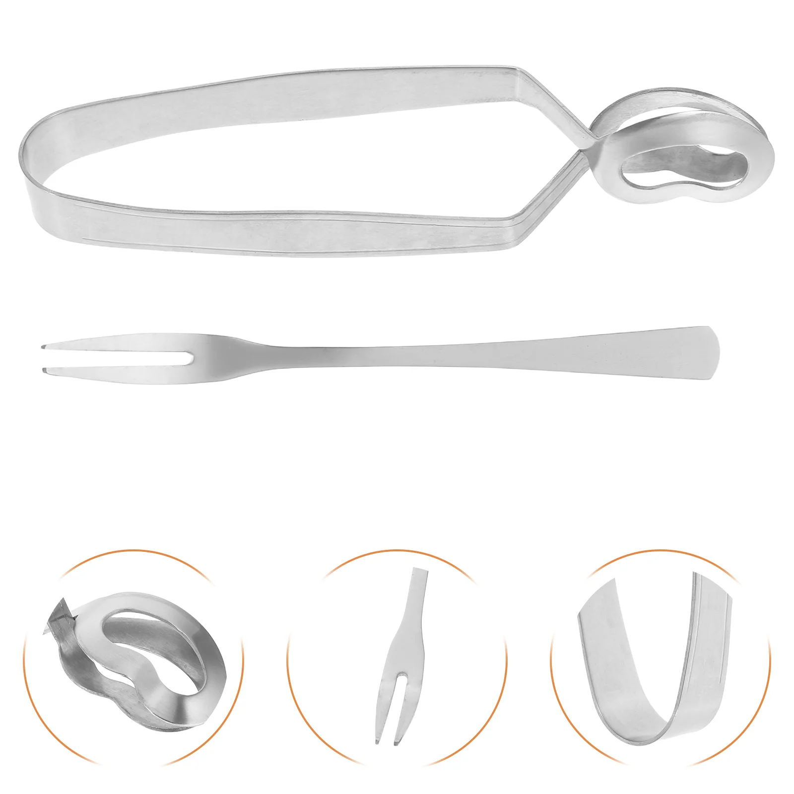 

3 Sets Cutlery Snails Clip French Baked Fork Escargot Tong Restaurant Serving Tongs Shellfish Picking Silver