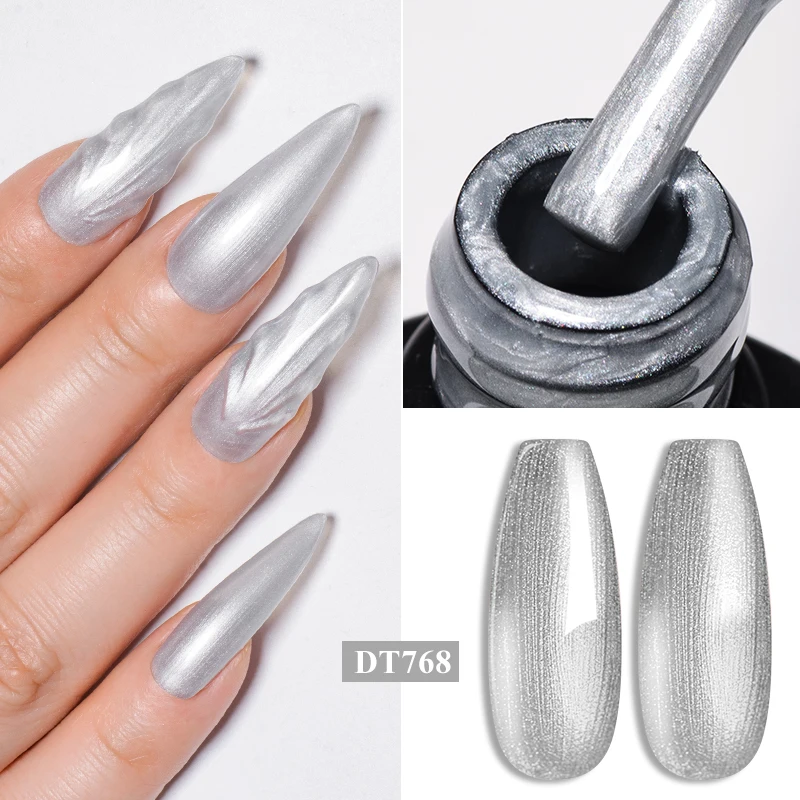 MEET ACROSS 7ml Red Metallic Gel Nail Polish Gold Silver Mirror Nail Art Varnish Glitter Sparkly Semi Permanent Soak Off UV Gel