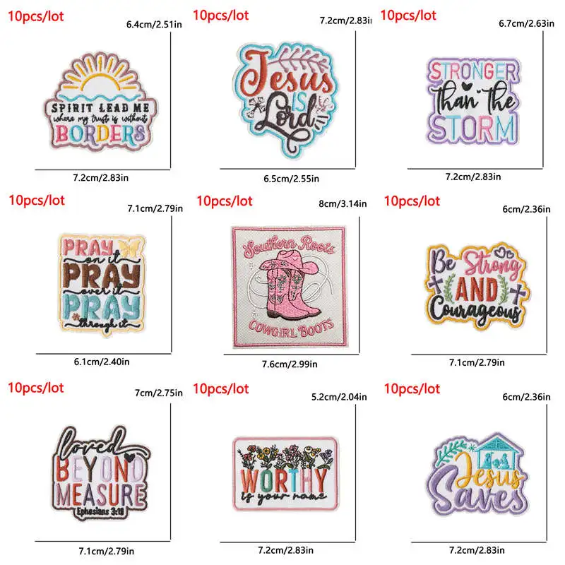 10Pcs/Lot Cartoon Letters Embroidered Patches On Clothes Embroidery Patch Iron On Patches For Cloting Stickers Backpack Decor