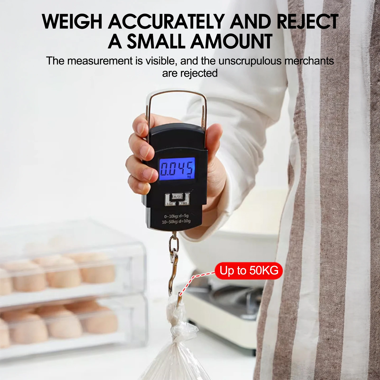 

LCD Electronic Balance Digital Fishing Hook Hanging Scale 110 Pound/50 Killogram with 2 AAA Batteries B88