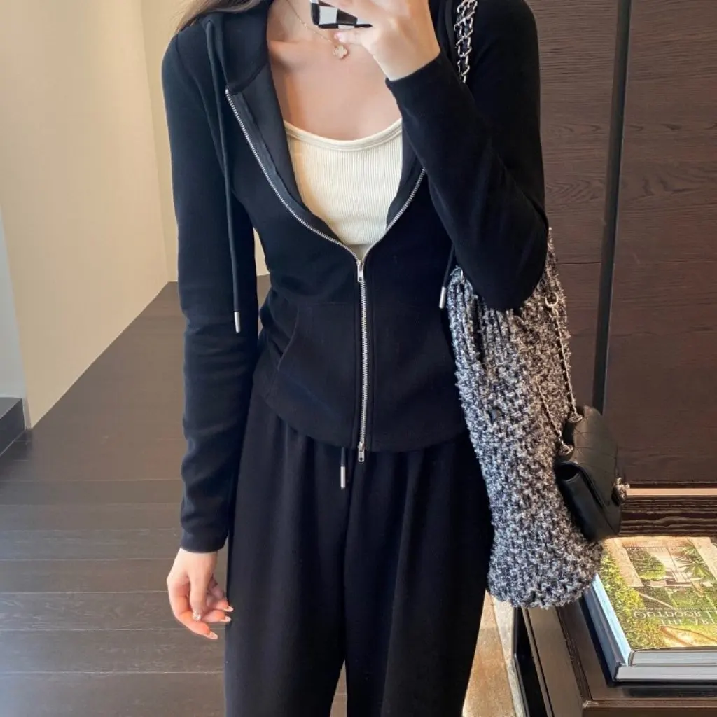 

Women's Fashion Lazy Suit Casual Hooded Sweat Two-Piece Set Wide-Leg Straight Pants Autumn Winter New F100905