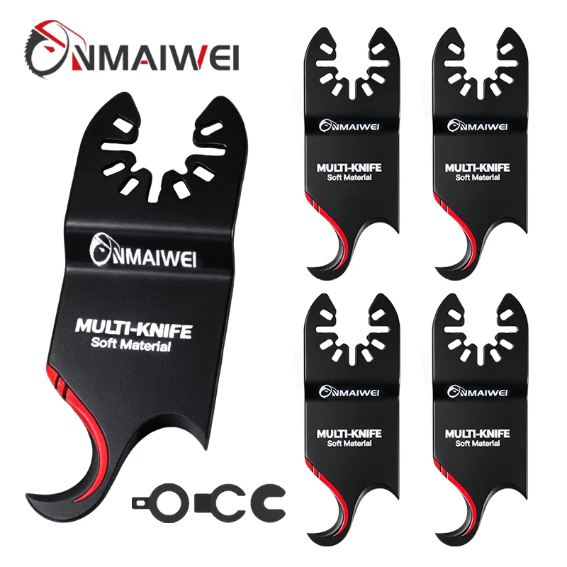 Oszillierende Multitool-Hakenmesser-Klingen, 5 Stück Multitool-Sägeblätter zum Schneiden von weichen Materialien, Dachschindeln, PVC-Teppichen