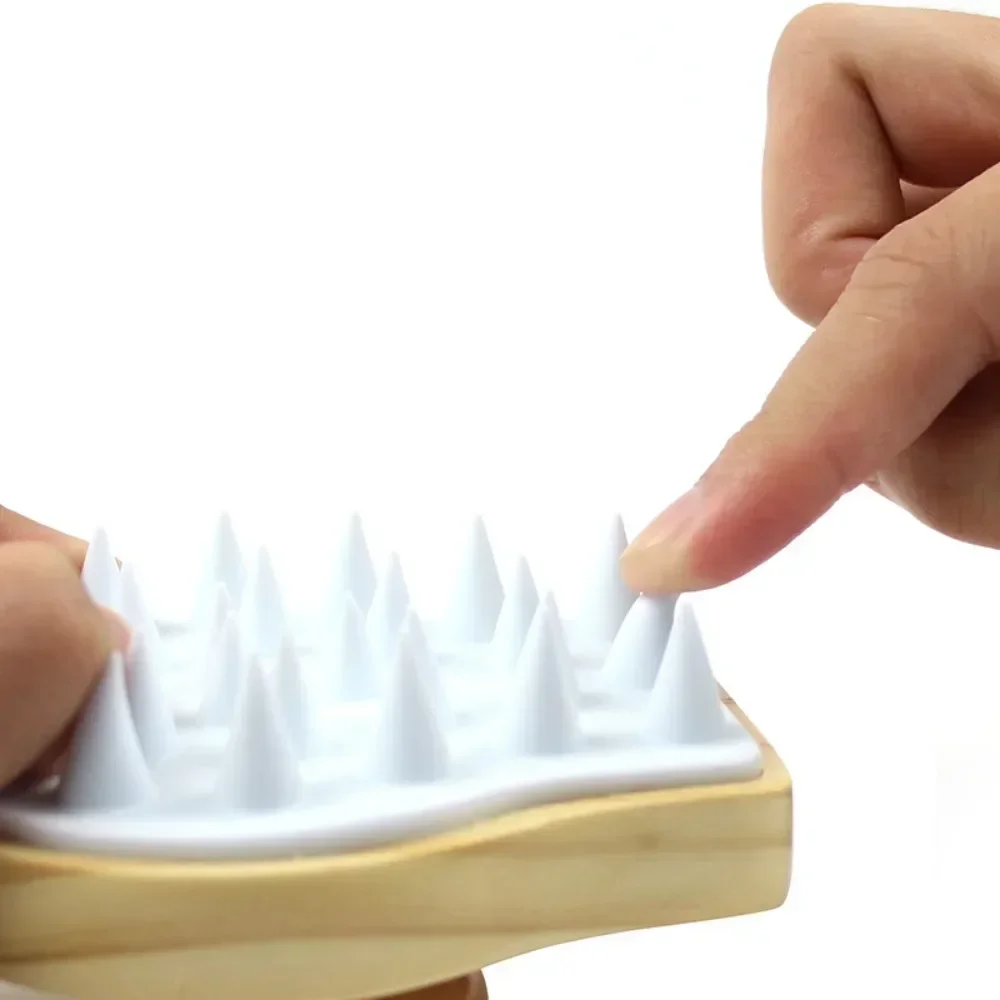 

1Pc Wooden Silicone Shampoo Brush Head Scalp Massage Comb Hair Cleaning Brush Dry Wet Washing Comb EnviroNmental Bathing Tools