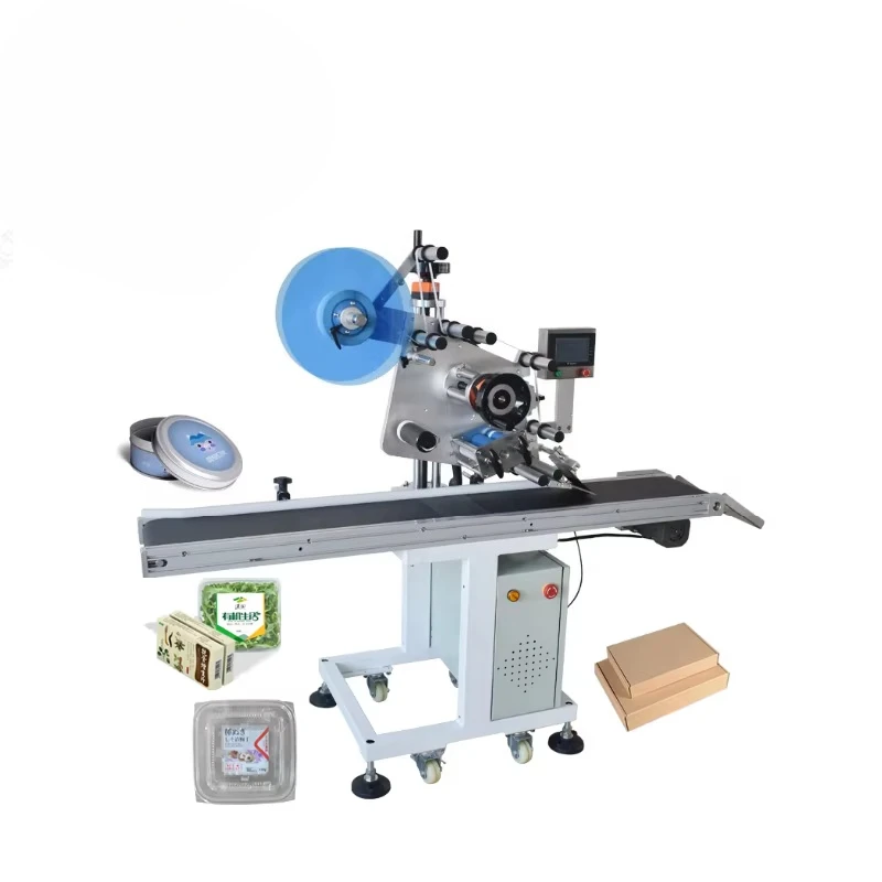 High Speed Automatic Plastic Container Case Box Flat Plane Label Sticker Top Side Labeling Machine for Sale