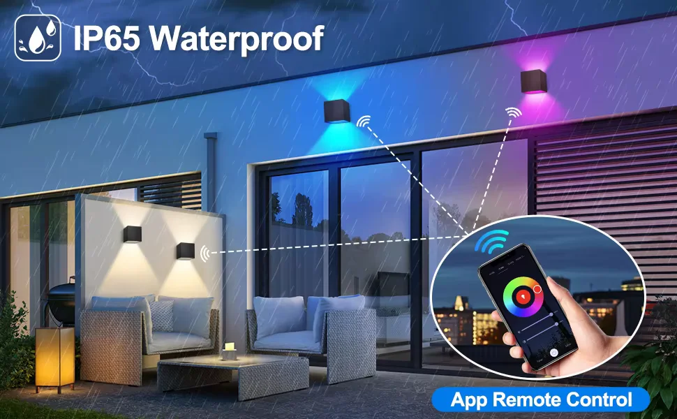 Aplique de Pared Inteligente Tuya WiFi Zigbee, LED RGBWWCW IP65 Impermeable, Regulable, Luz Superior Inferior Alexa Google