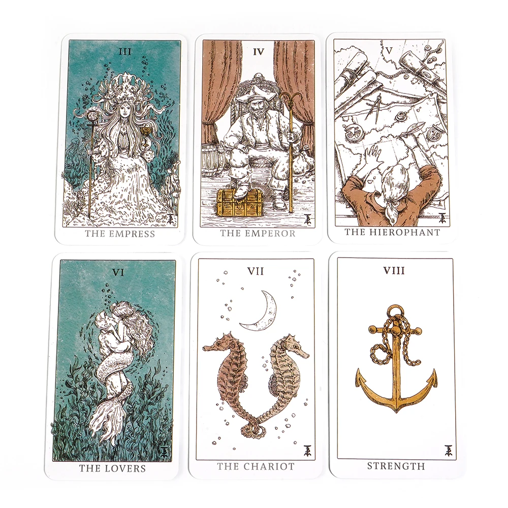 78 Cards Tempest Tarot Deck Blue Tarot Sea Tarot Nautical Tarot Beginner Indie Tarot Cards Mythical Tarot