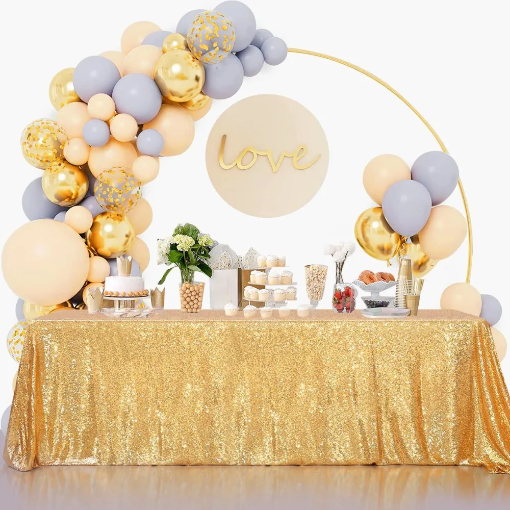 Nappe de fête rectangulaire pratique à sequins, couleur unie, en polyester, pour décoration de table scintillante, idéale pour baby shower
