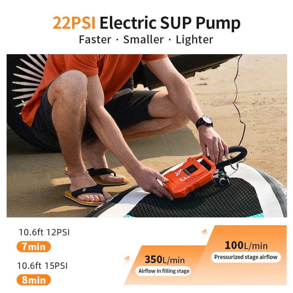مضخة مرتبة سرير هوائي كهربائية محمولة DC12V 22 رطل لكل بوصة مربعة ذكية للقوارب القابلة للنفخ رفيق التجديف