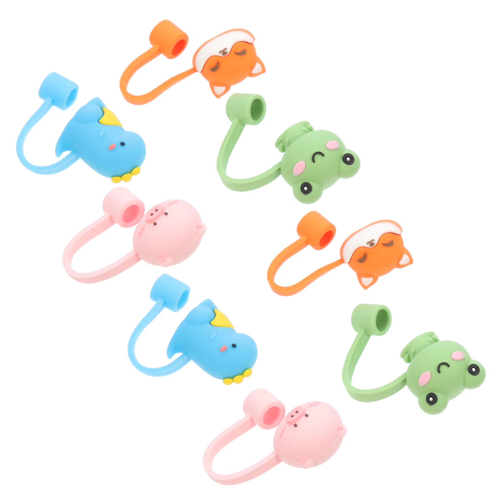 8 Pcs Suckers Silicone Straw Top Cap Covers Suction Cups Tips Protector Hat Cute Topper