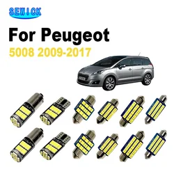22Pcs Vehicle Canbus Accessories For Peugeot 5008 2009-2013 2014 2015 2016 2017 LED Bulbs Car Interior Map Dome Trunk Light Kit