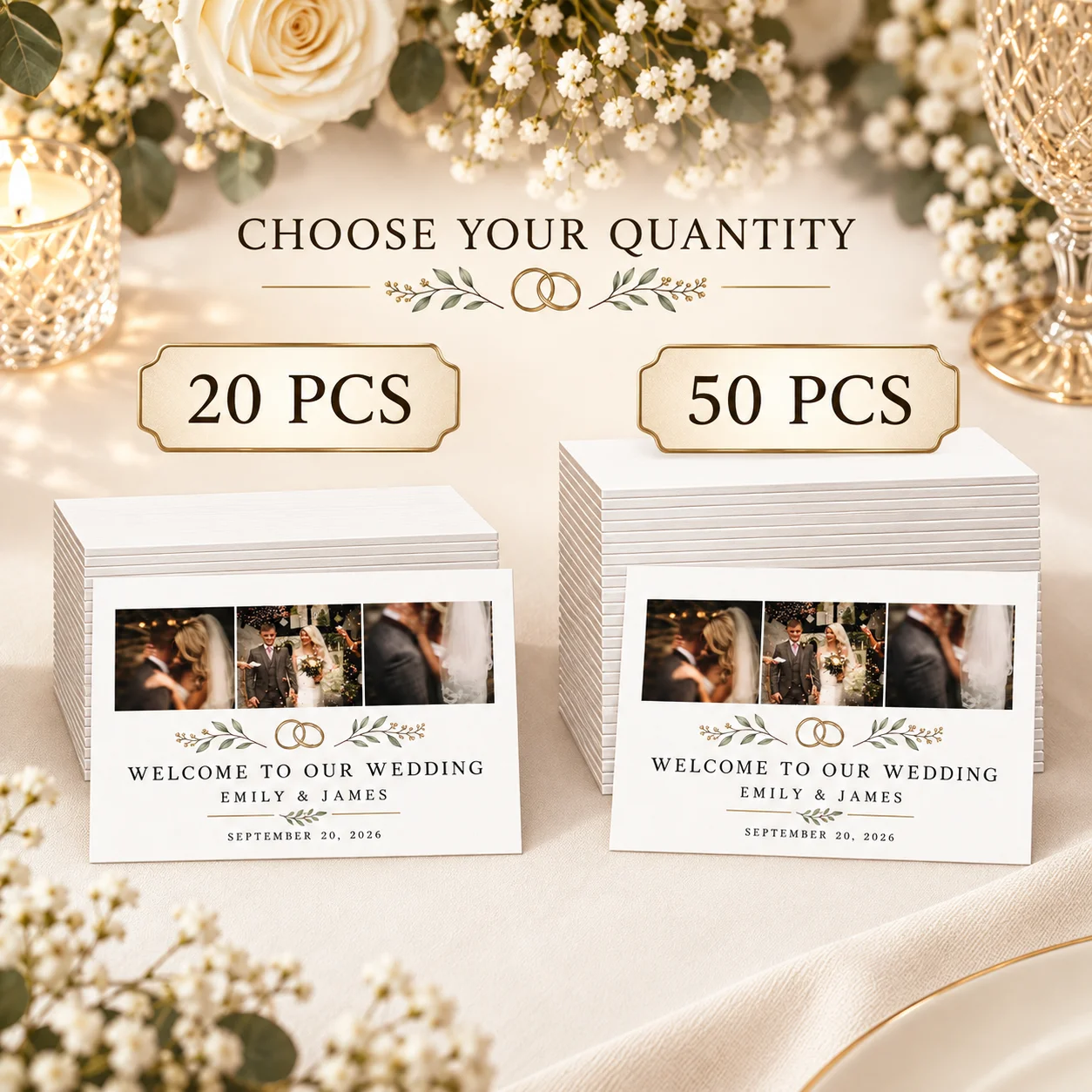 Photo Custom Seat Cards 2.52x3.54inch Picture Personalized Place Cards Wedding Birthday Graduation Small Business Party Decor