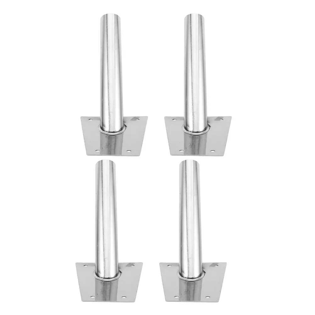 4Pcs Stainless Steel Flag Holder Bracket Wall Mounted Flagpole Base for Streets Shops Houses Exterior Decor Polished