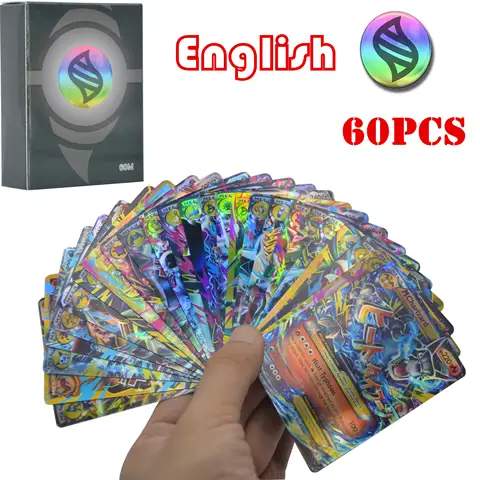 60pcs 메가 EX 포켓몬 카드 상자 디스플레이 영어 버전 포켓몬 빛나는 카드 게임 컬렉션 부스터 어린이 장난감 선물