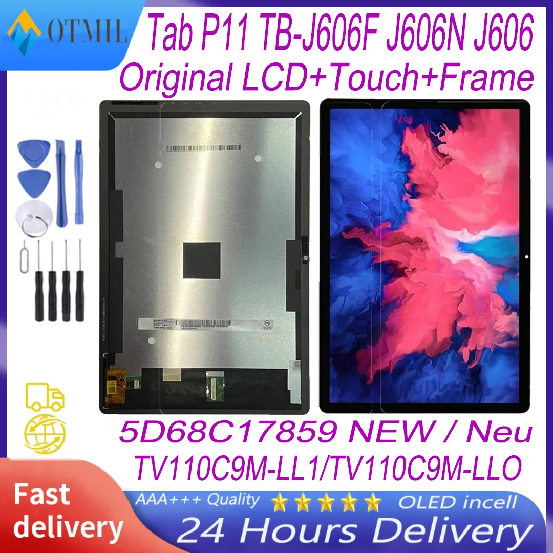 

11" Original For Lenovo Tab P11 TB-J606F TB-J606L J606 LCD Display Touch Screen Digitizer Assembly for J606