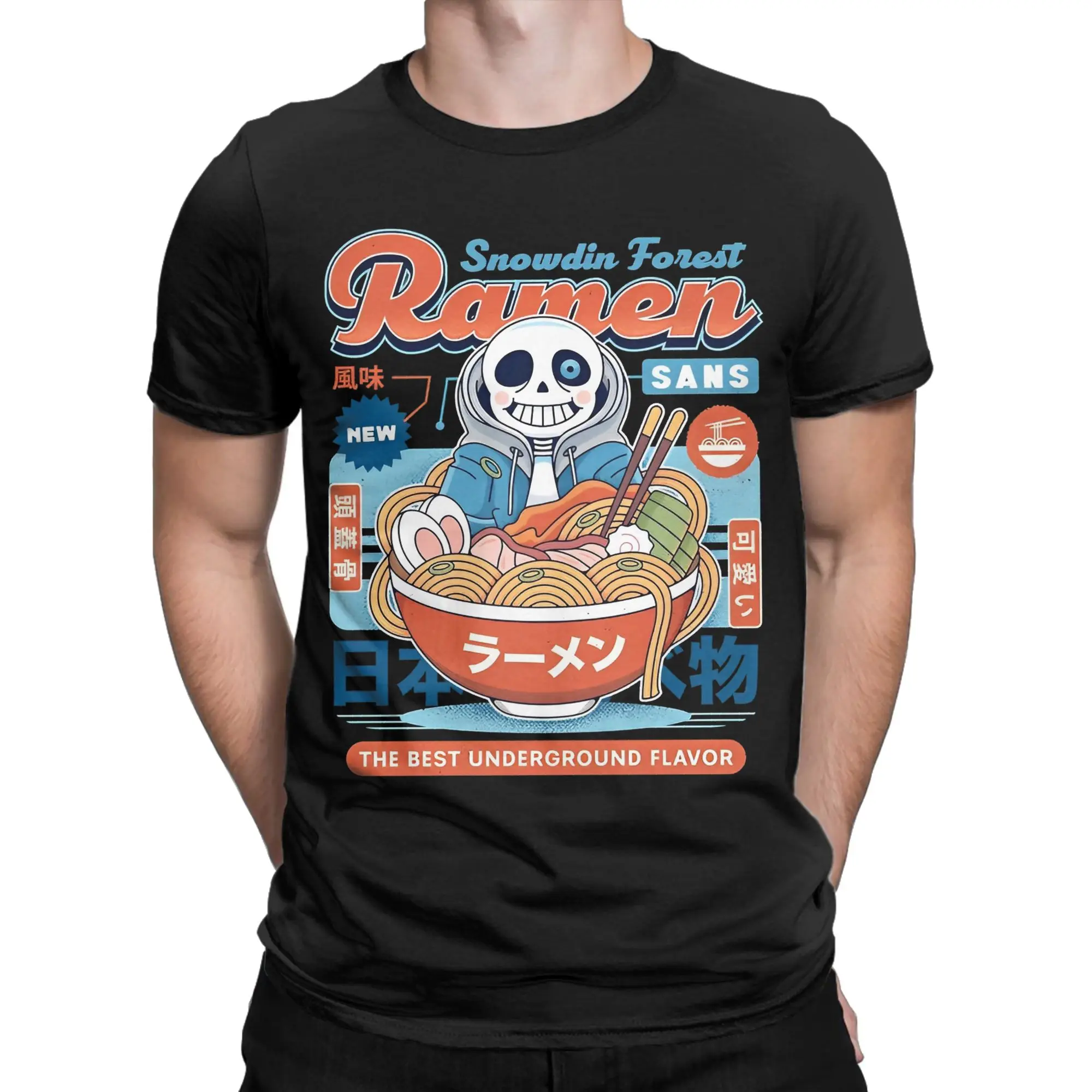 Snowdin Forest Ramen Vintage Undertales  T Shirt Pure Cotton Awesome T-Shirts O Neck  Tee Shirt Short Sleeve Clothes 4XL 5XL