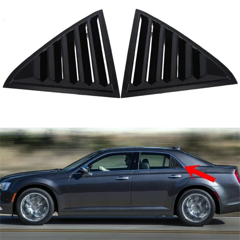 

Car rear Louver window side shutter cover fit for NBR 300C 2011-2021 trim sticker vent scoop ABS carbon fiber gloss black