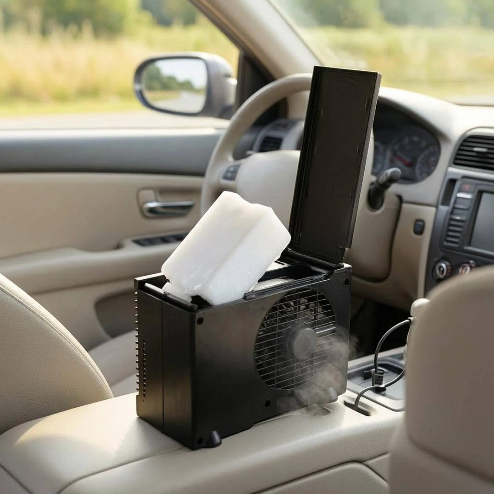 Evaporative Car Cooler Portable Car Air Cooler Universal Dashboard AC Car Cooling Fan for Vehicle Truck RV SUV Boat Golf view 2