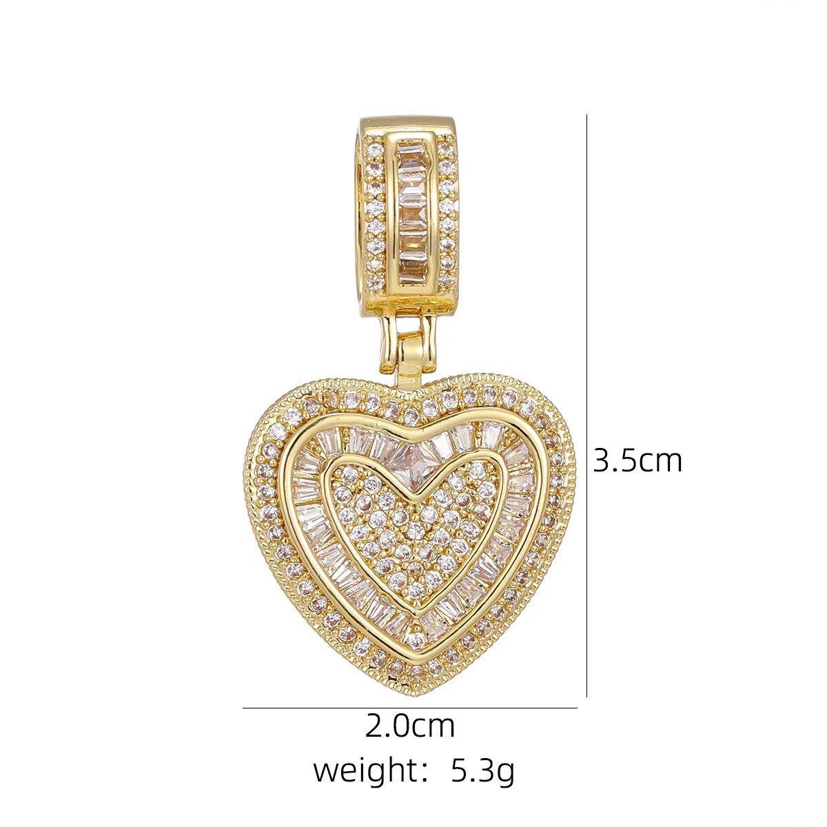 Iced Out Baguette CZ Small Heart Shaped Pendant Necklace For Women Iced Out 5A+ Cubic Zironia Lovely Jewelry Birthday Gift