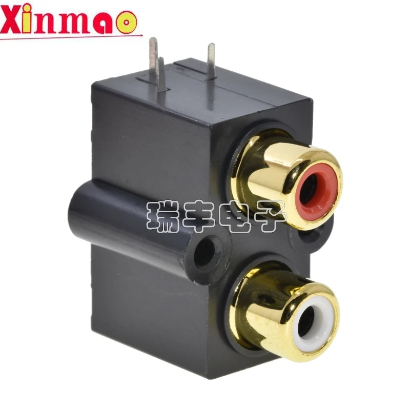 2pcs 2-position RCA lotus socket AV2 holes gold plated same core female seat 2-22 gold plated audio and video signal seat 2 hole