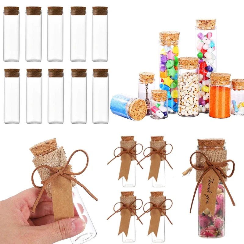 

30PCS 10ml-100ml Empty Mini Clear Glass Test Tube Bottles Wishing Vial with Corks DIY Container For Wedding Dried Candy Flower