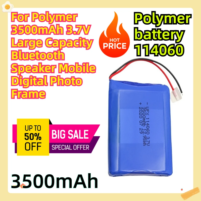 

For Polymer Battery 114060-3500mAh 3.7V Large Capacity Bluetooth Speaker Mobile Digital Photo Frame