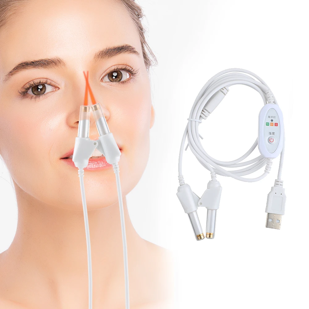 

Rhinitis Therapy Device 650nm Sinusitis Laser Physiotherapy Line Nose Care Massage Device 3 Levels Laser Treatment Therapy Line