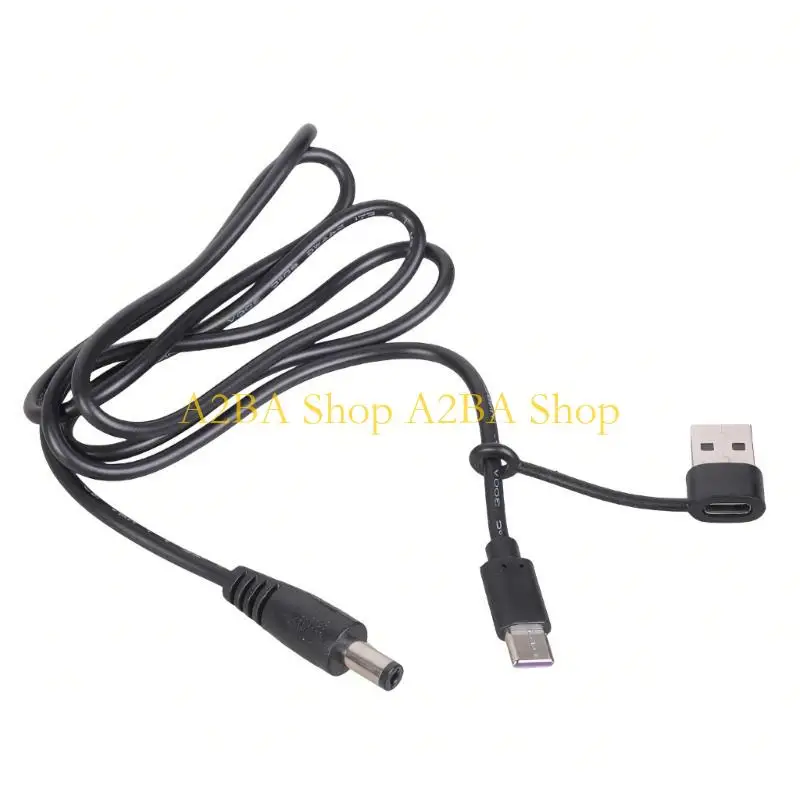 A2BA Strong Converter Cable USB & Type C to DC5.5x2.1mm 12V 1M for Lighting System