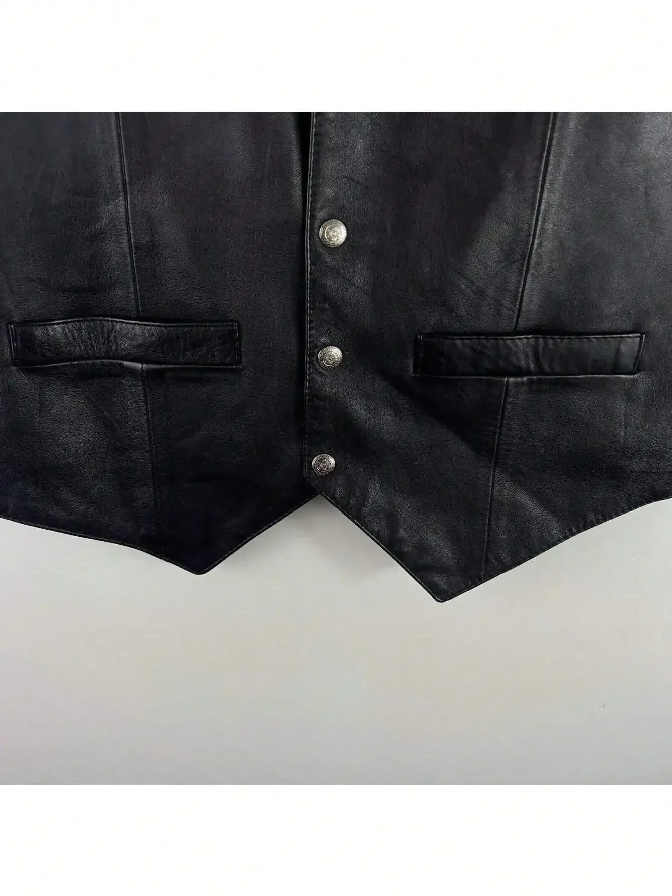 Men Vest Black Biker Motorcycle Hip Hop Waistcoat Male Faux Leather Punk Spring Sleeveless Leather Vest Plus Size Loose Casual view 4