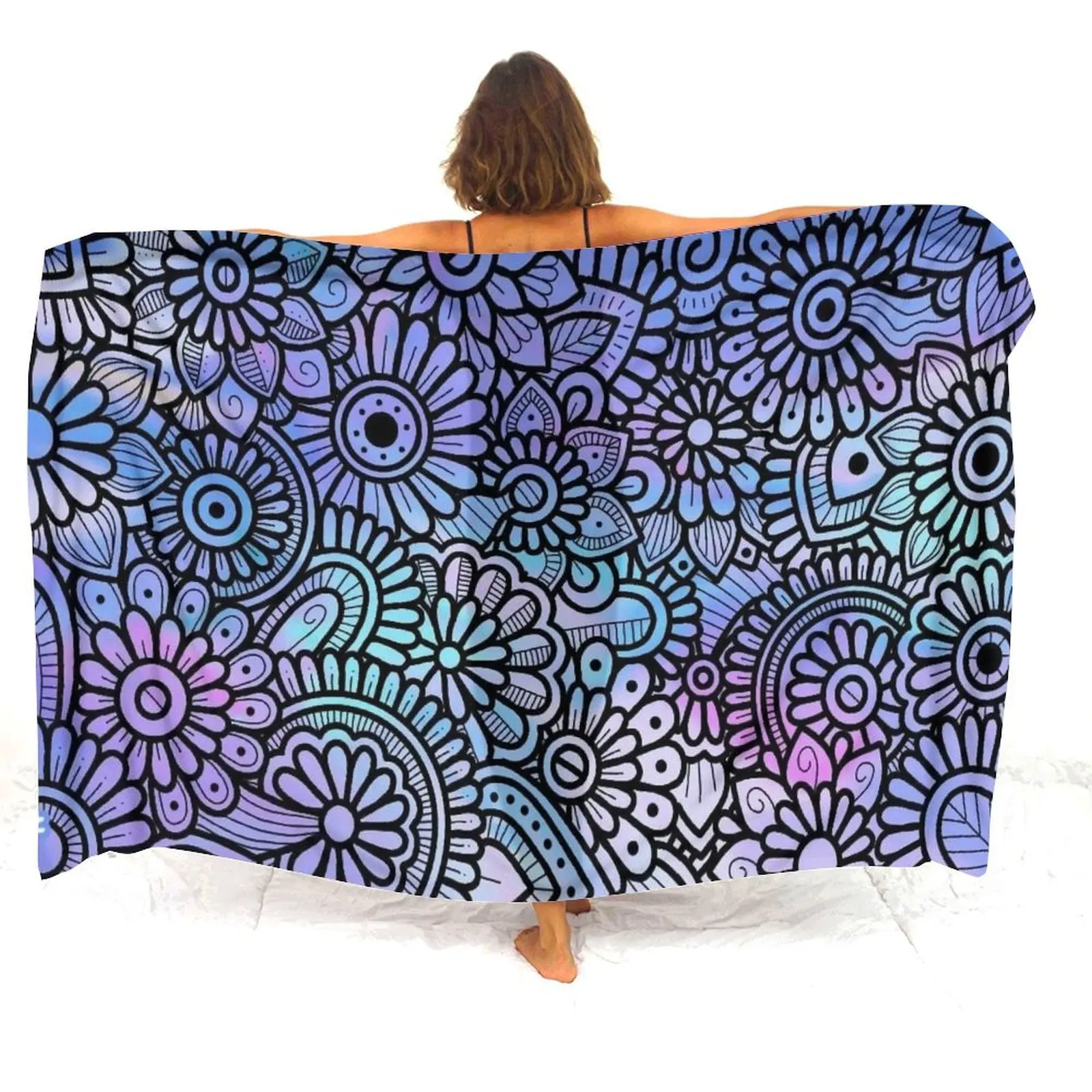 Tax Free Summer Seaside Women'S Swimsuit Shawl Coat Mandala Sarong Soft Fabric Retro Artistic Pattern Design Apron One-Piece