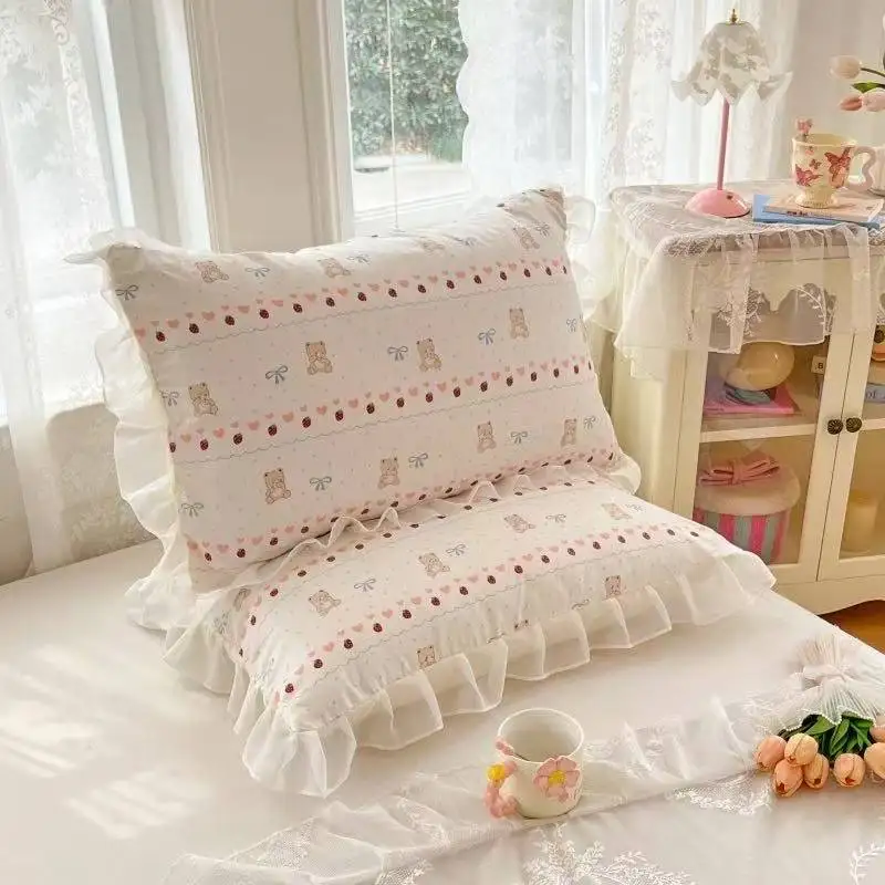 2pcs Chiffon Lace Pillowcases Princess Style Decorative Pillow Covers Pillow Inserts Not Included Suitable for Sofa Pillowcases
