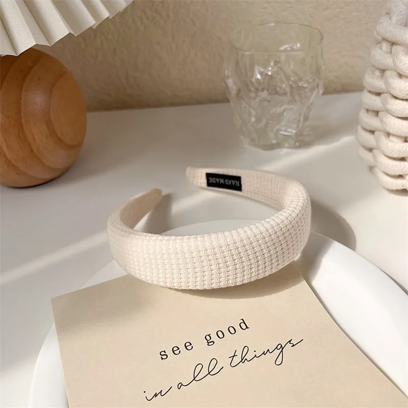 New Fashion White Series Headbands for Women Plaid Hairbands for Girls Sponge Headwear Hair Hoop Women Bezel Hair Accessories