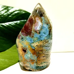 Natural Stone Ocean Jasper Crystal Flame Point Freeform Display Home Room Feng shui crystal Spiritual Meditation Reiki Healing