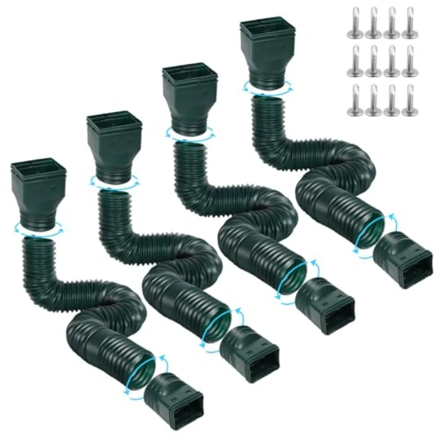 

Flexible Gutter Downspout Extensions Extendable from 1" to 67" Downspout Extender Comes with Adapters Thickened Down spout Drai