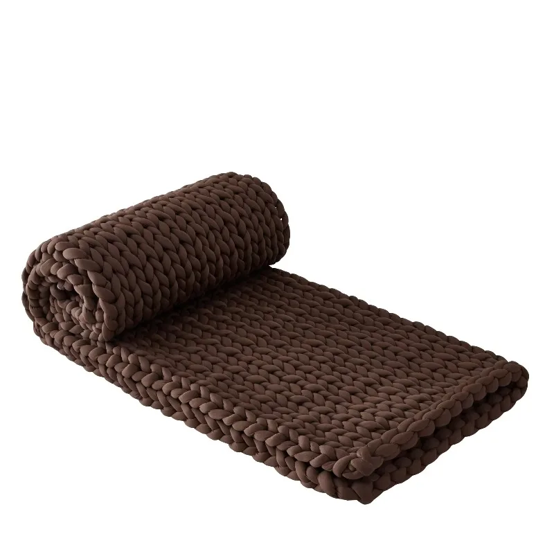 Fast Delivery Handmade Chunky Knit Blanket Recycled Polyester Material Breathable and Portable in Stock
