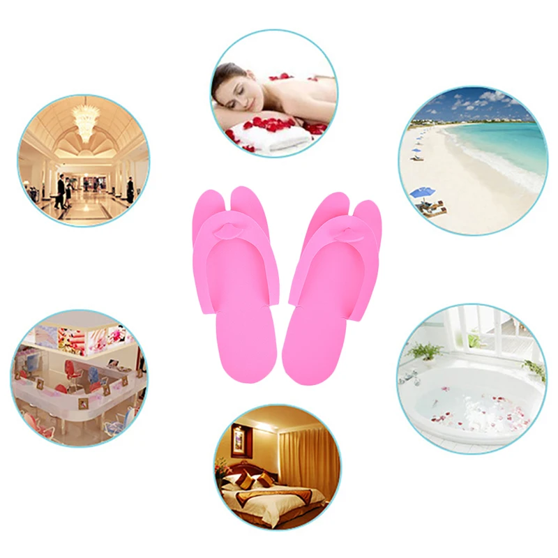 【K】12 Pairs Random Color Disposable EVA Foam Slippers Pedicure Slippper For Home Salon Spa Pedicure Foot Flip Flop Slippers
