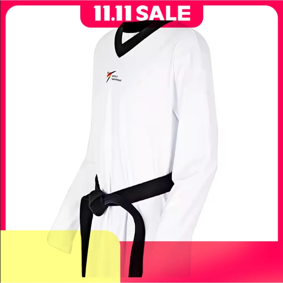 

Новая ГОРЯЧАЯ ПРОДАЖА, облегающая униформа для тхэквондо, быстросохнущая, растягивающаяся, 110-200 см, для детей и взрослых, черный, белый цвет, костюм для начинающих