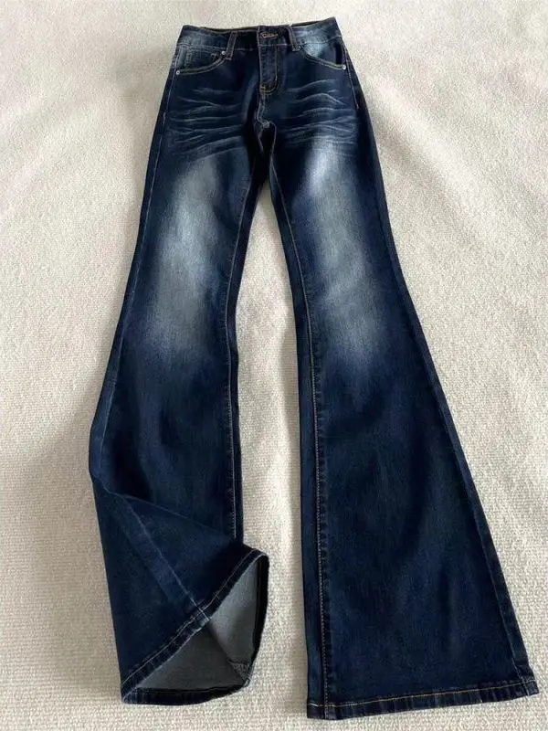 Low Waist Bell Bottom Denim Jeans Women's Sexy American Retro Style Slim Fit Bootcut Pants Autumn Winter Fashion Small Stature