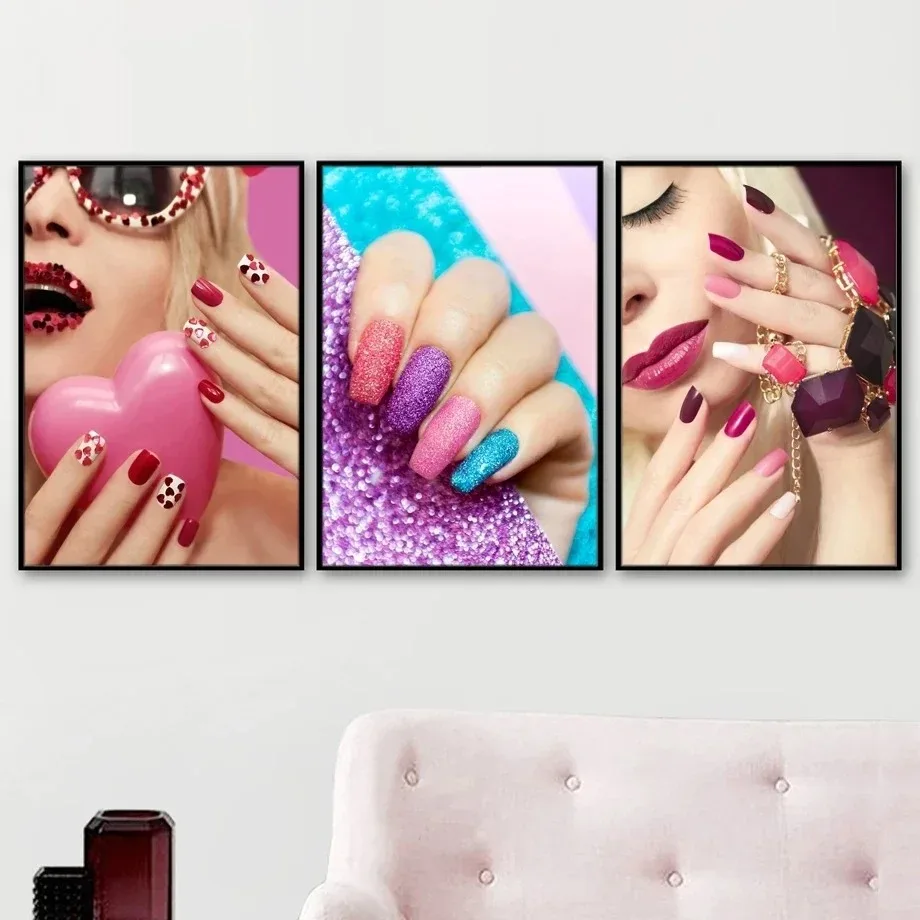 Nail Art Fashion Salon Colorful Canvas Painting Nordic Posters and Prints Modern Wall Art Cosmetics Beauty Shop Home Decor