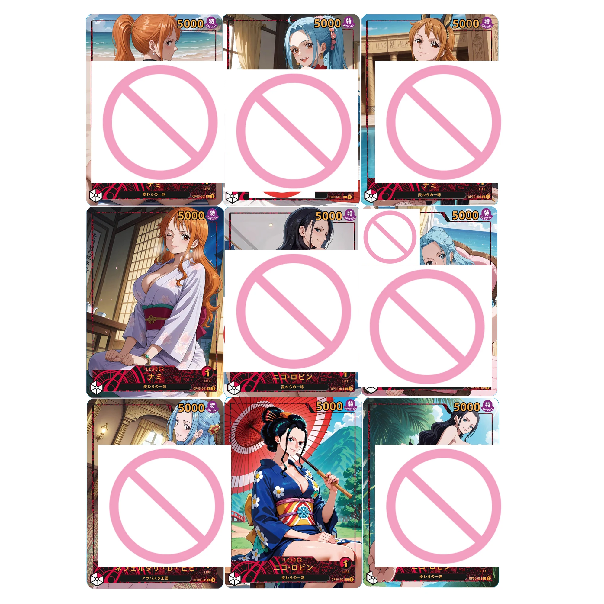 

Набор из 9 шт. 63x88 мм DIY коллекционные карты One Piece Nami Translator с эффектом преломления света, цветные, с блестками, OPCG, аниме-карты Робин, подарок-игрушка