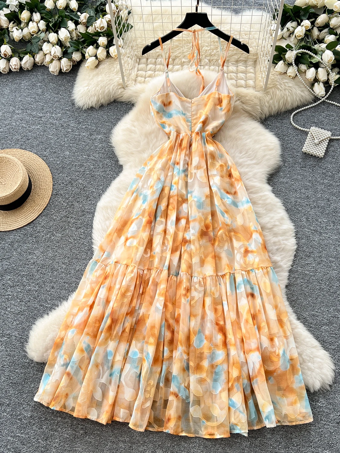 Sommer-Maxikleid mit Blumendruck für Damen von Vaion Sle, schulterfrei, A-Linien-Kleid, hohe Taille, ort Sve Ci, pendelfreundlich