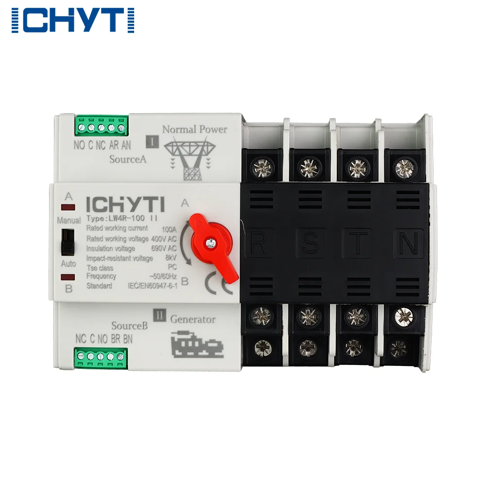 

2 шт., миллионный уровень, время переключения 125A, 4P, электрический переключатель, двойной мощный автоматический резервный переключатель