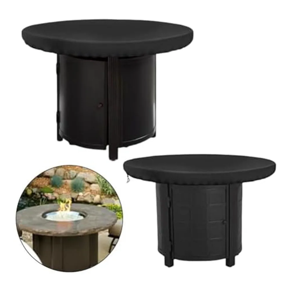 

210D Oxford Fabric Waterproof Round Black Cover for Fire Plate Grill Protection Against Sun Rain Snow Wind Dust